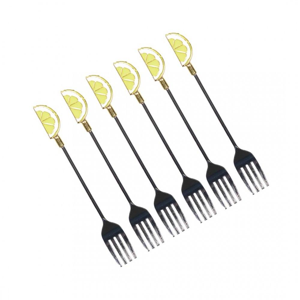 Image of Set Von 6 Zitronen-dessertgabeln Unisex ONE SIZE