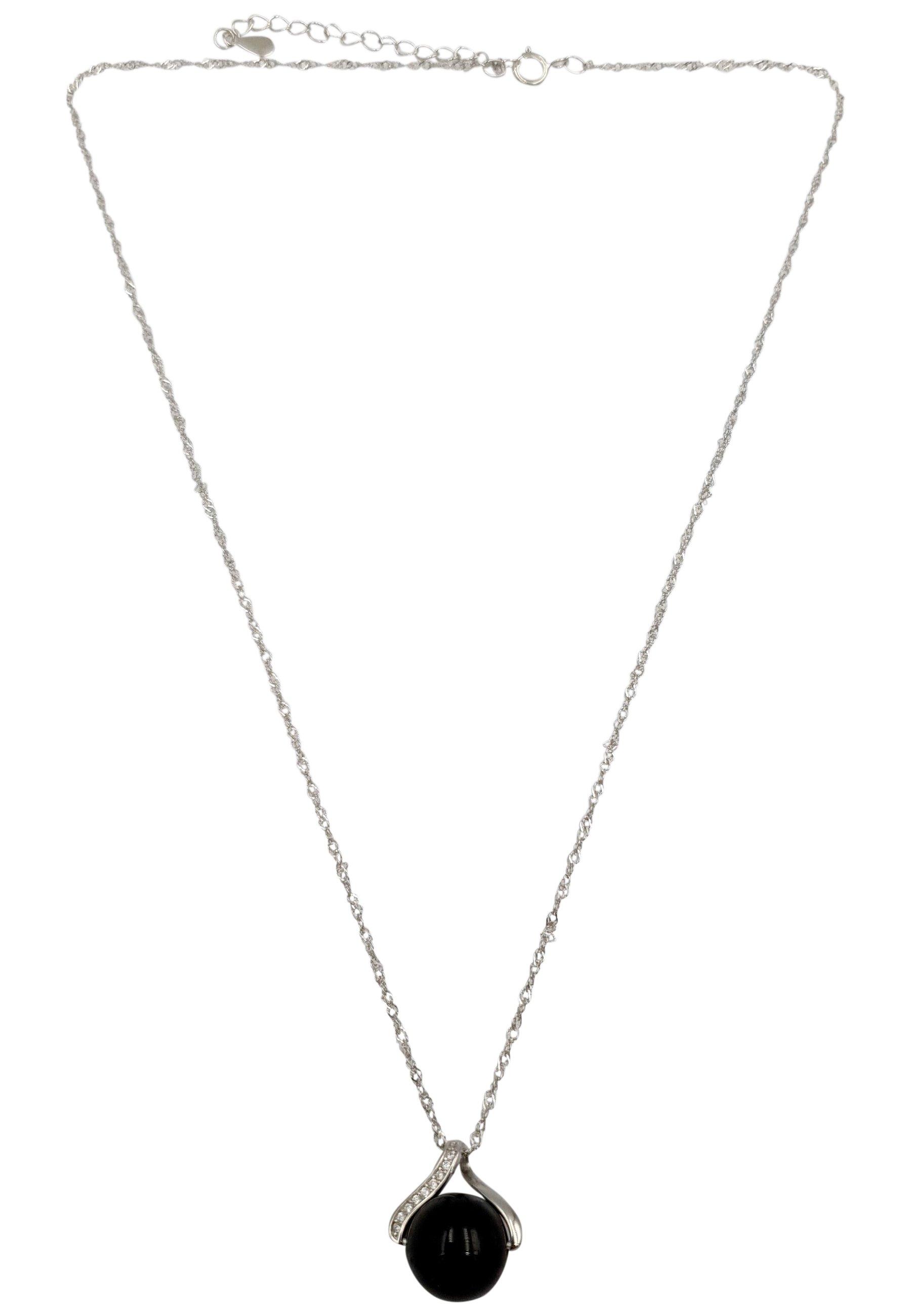 Image of Schwarze Turmalin Kette Damen Schwarz 45cm