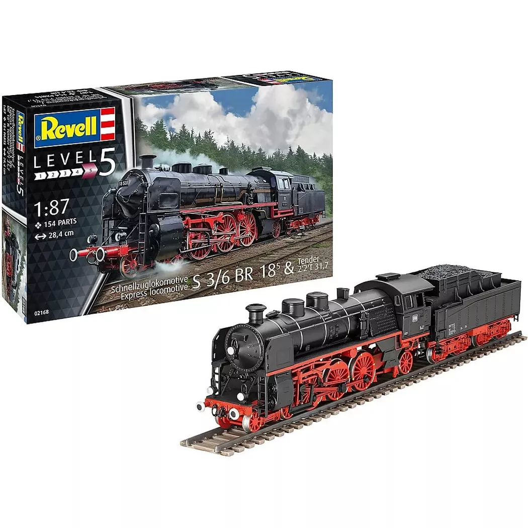 Revell - Level 5 Bausatz Dampflokomotive  S3/6 BR18(5) mit Tinder, Multicolor