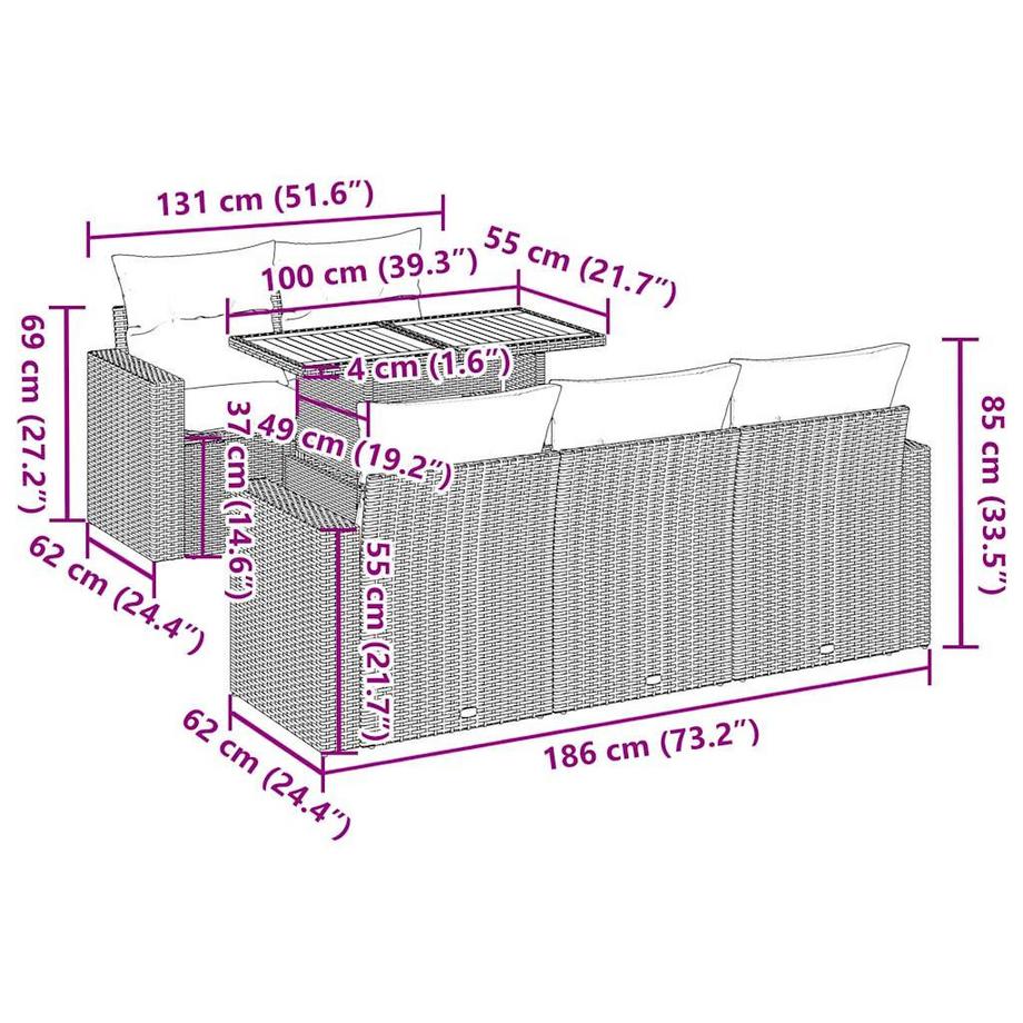 VidaXL Garten sofagarnitur poly-rattan  