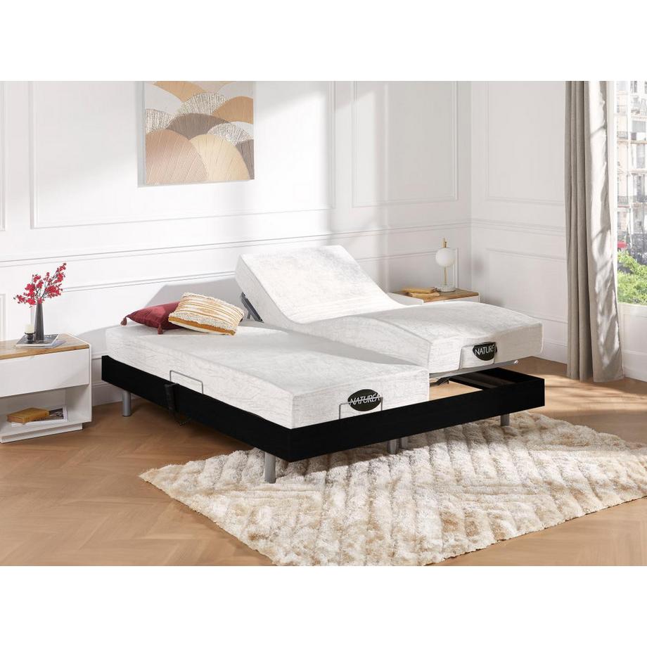 NATUREA Lit électrique relaxation tout plots matelas mémoire de forme bambou LYSIS III de NATUREA moteurs OKIN 2  