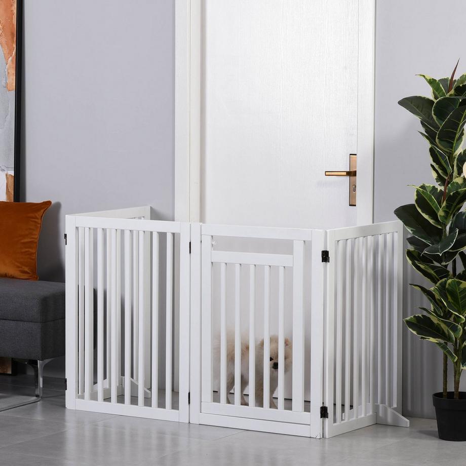 Northio  Treppenschutzgitter Ohne Bohren Faltbar Absperrgitter Schutzgitter 4 Stücke Freistehend Mit 2 Stützfüße Weiß 81 Cm 