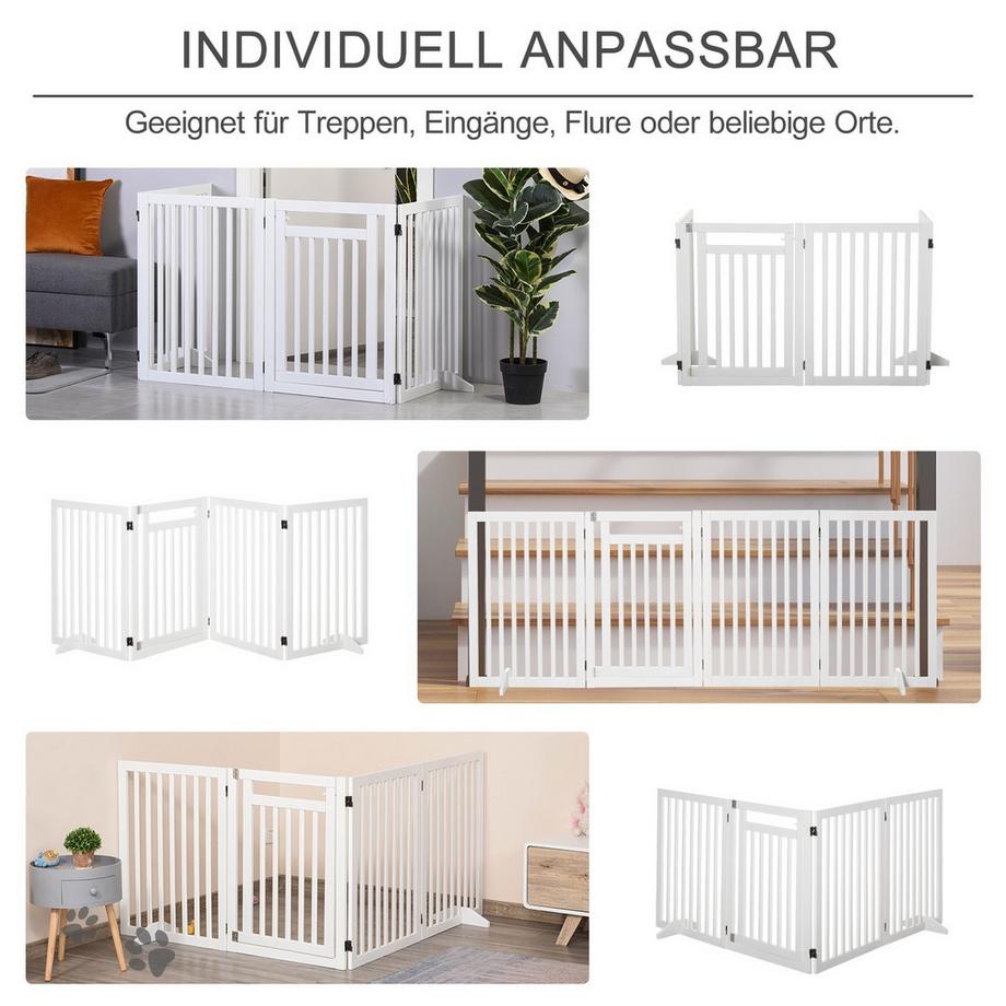 Northio  Treppenschutzgitter Ohne Bohren Faltbar Absperrgitter Schutzgitter 4 Stücke Freistehend Mit 2 Stützfüße Weiß 81 Cm 