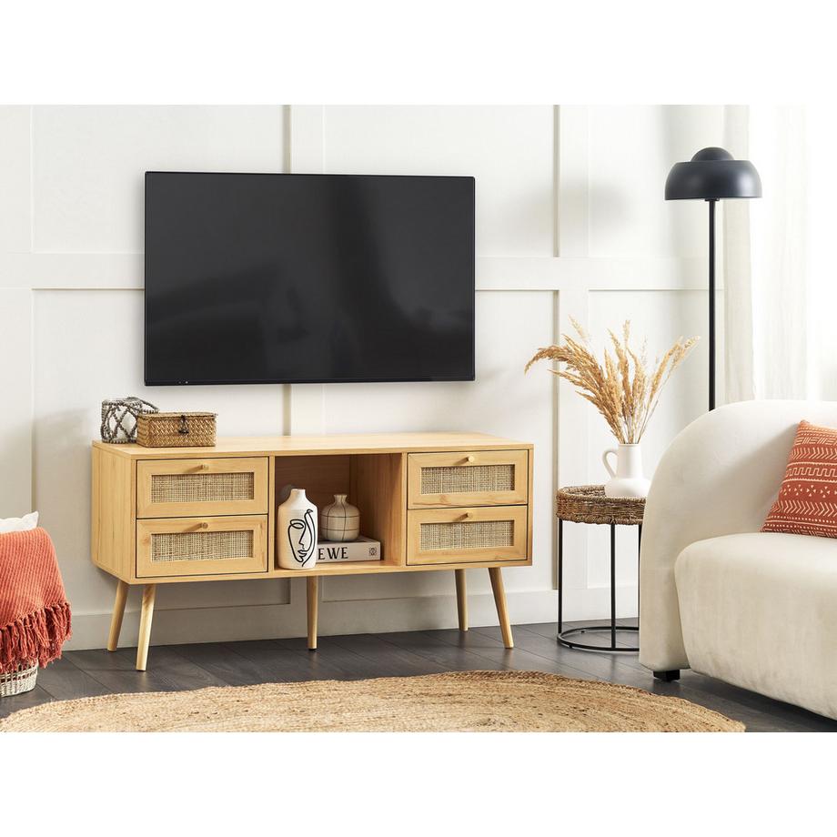 Beliani TV-Möbel aus Rattan Boho PEROTE  
