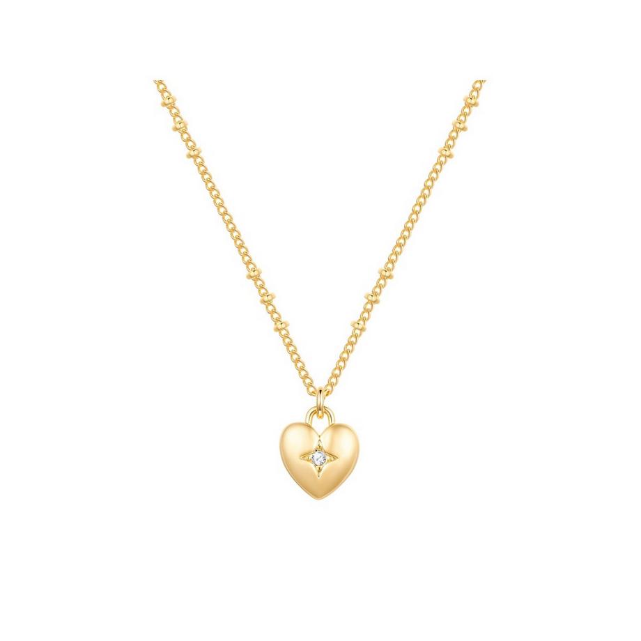Collier Cœur Laiton Cristal