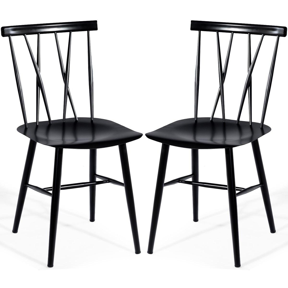 Northio Lot de 2 chaises de salle à manger en métal hauteur d'assise 43,5 cm, dossier en X, lot de 2 chaises trattoria industrielles  