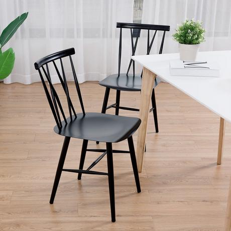 Northio Lot de 2 chaises de salle à manger en métal hauteur d'assise 43,5 cm, dossier en X, lot de 2 chaises trattoria industrielles  