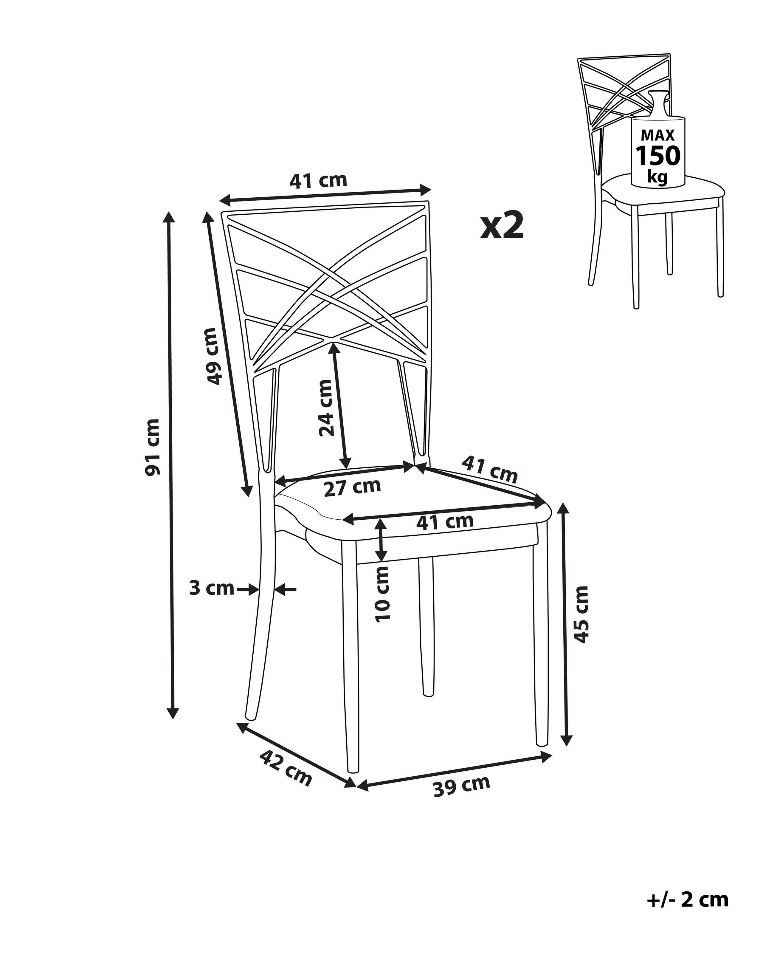 Beliani Lot de 2 chaises en Métal Moderne GIRARD  