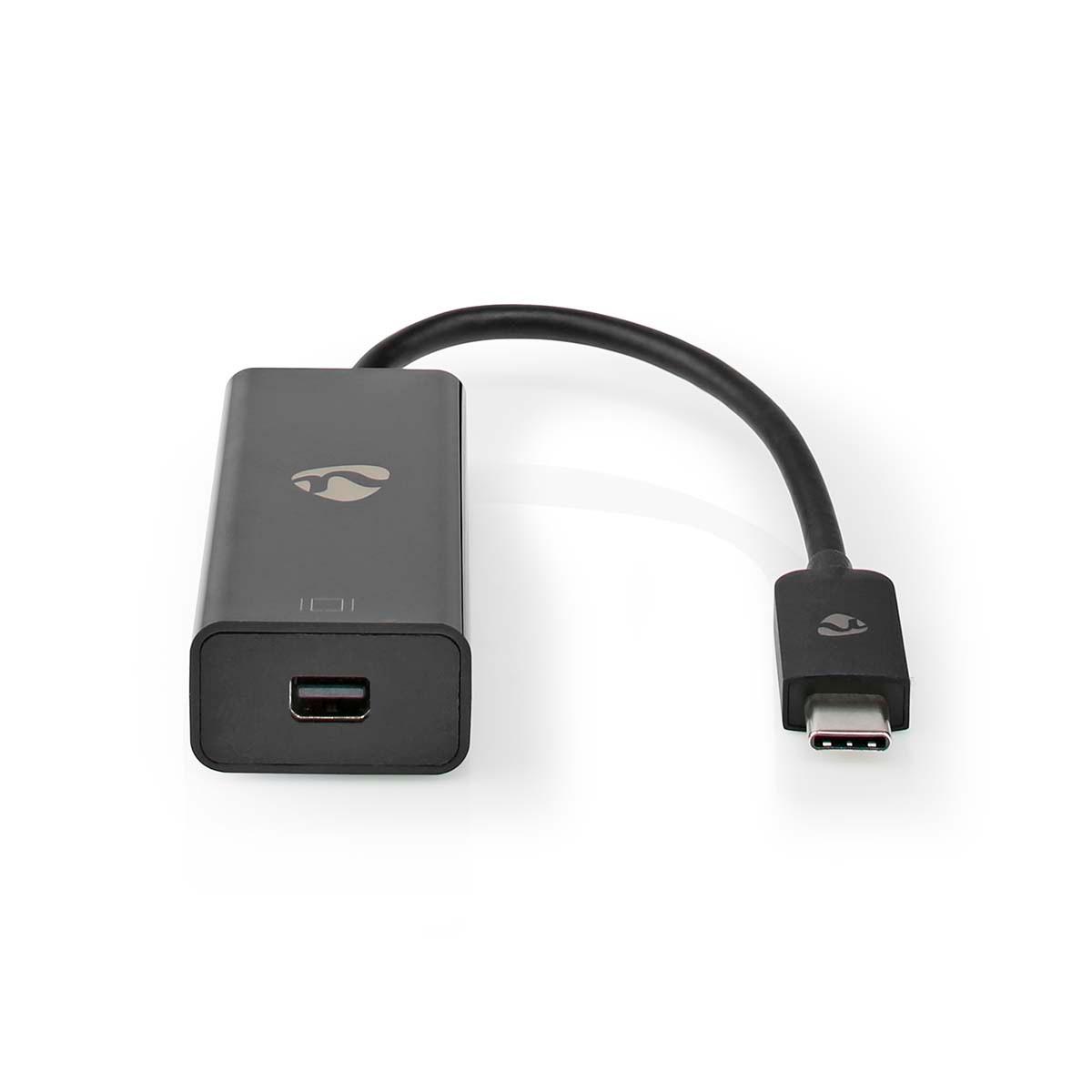 Nedis  Adaptateur USB-C™ | USB 3.2 Gen 1 | USB-C™ mâle | Mini DisplayPort femelle | 8K@60Hz | 0,20 m | Rond | Nickelé | PVC | Noir | Boîte 