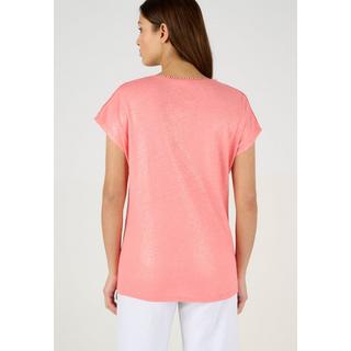 Damart  Tee-shirt mélange lin et viscose, col V avec galon croquet, manches T. 