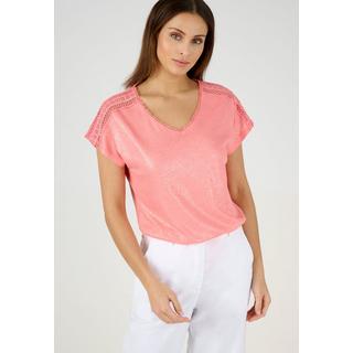 Damart  Tee-shirt mélange lin et viscose, col V avec galon croquet, manches T. 