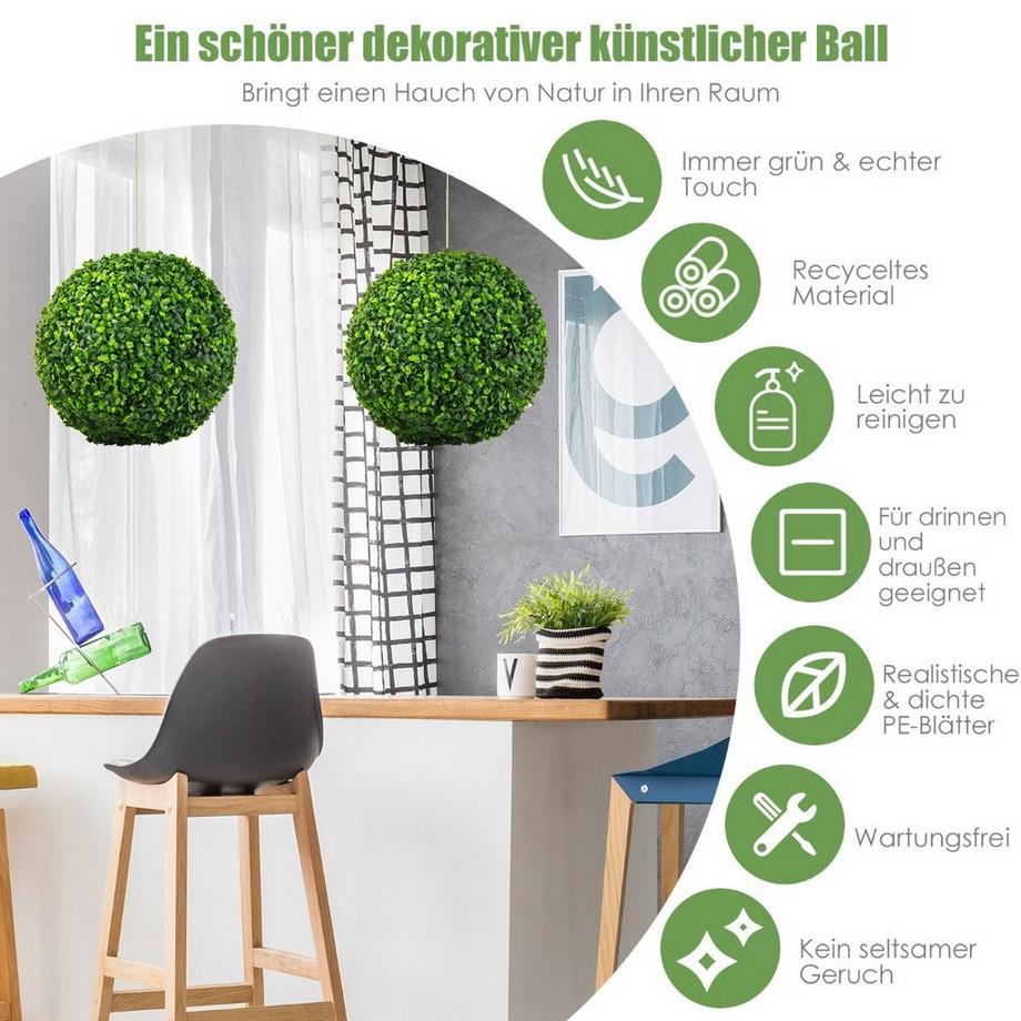 Northio Lot de 2 boules de buis, boules de buis, topiaire résistant aux UV, plante artificielle, plante décorative  