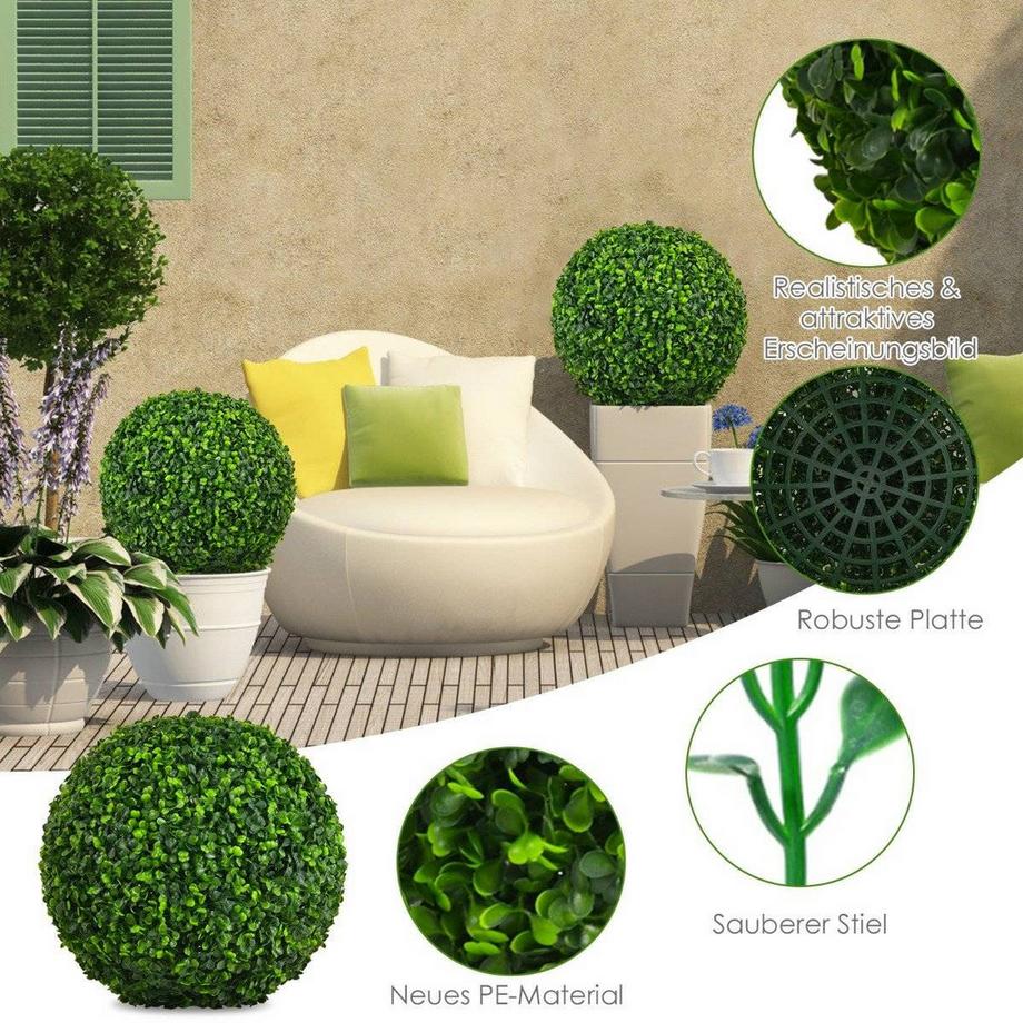 Northio Lot de 2 boules de buis, boules de buis, topiaire résistant aux UV, plante artificielle, plante décorative  