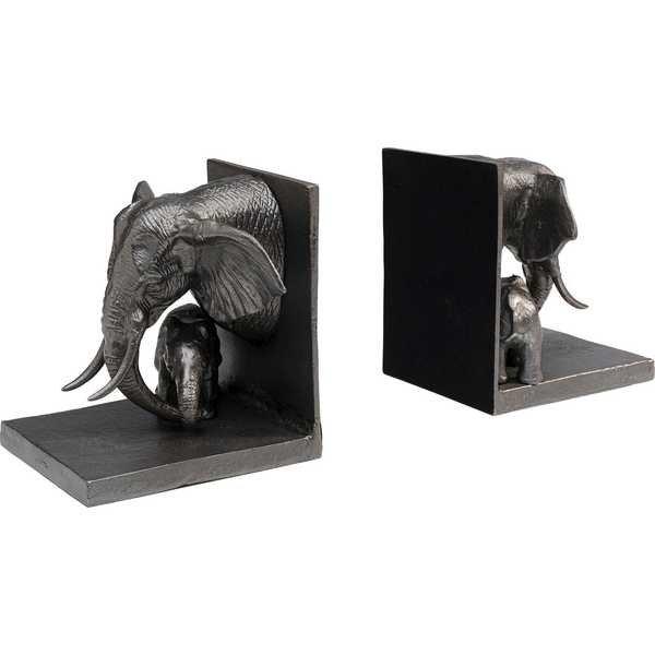 KARE Design Buchstütze Elefant Familie Grösse: 33x21x19cm, Metall  