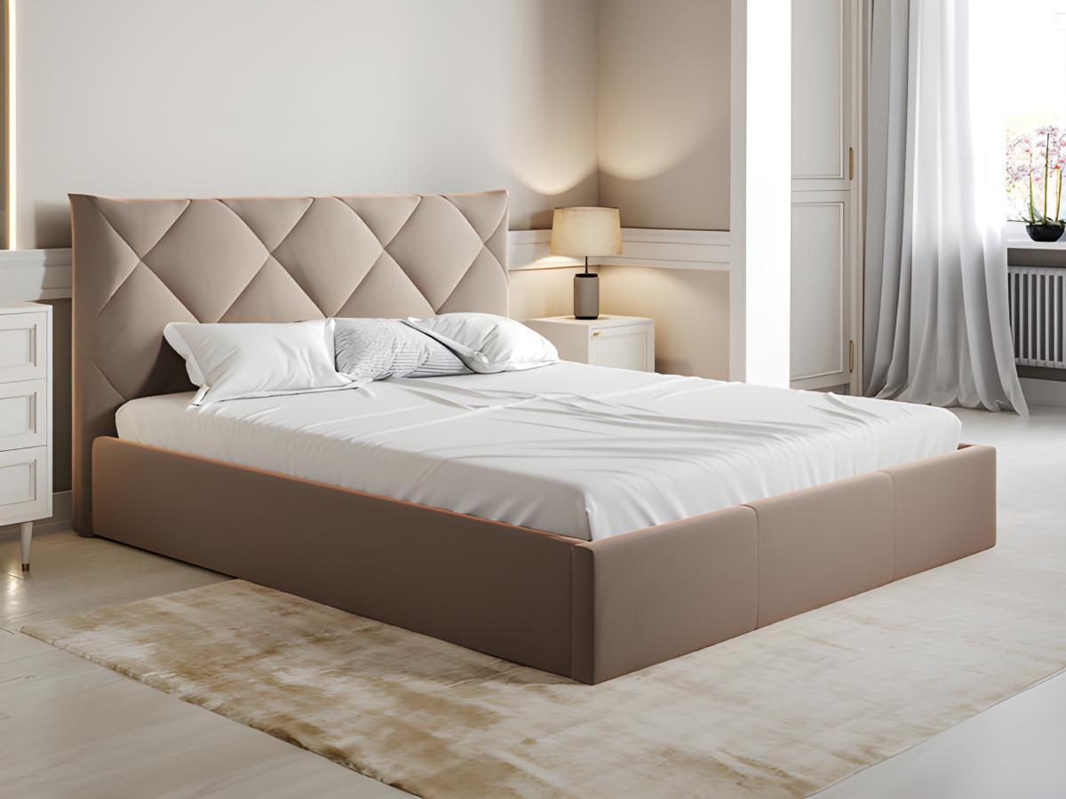 PASCAL MORABITO Bett mit Bettkasten - 160 x 200 cm - Samt - Beige + Matratze - STARI von Pascal Morabito  