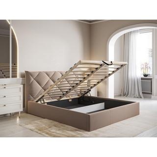 PASCAL MORABITO Lit coffre 160 x 200 cm - Velours - Beige + Matelas - STARI de Pascal Morabito  