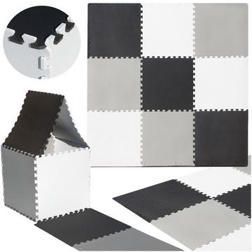 Tapis enfant puzzle en mousse 180x180cm 9 pièces gris-crème