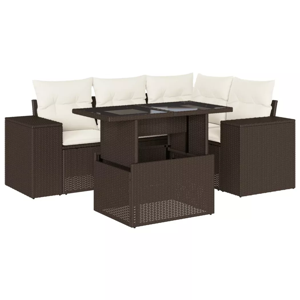 VidaXL - Garten sofagarnitur poly-rattan, One Size, Braun
