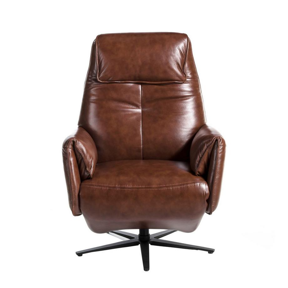ANGEL CERDA Fauteuil pivotant en cuir brun chocolat  