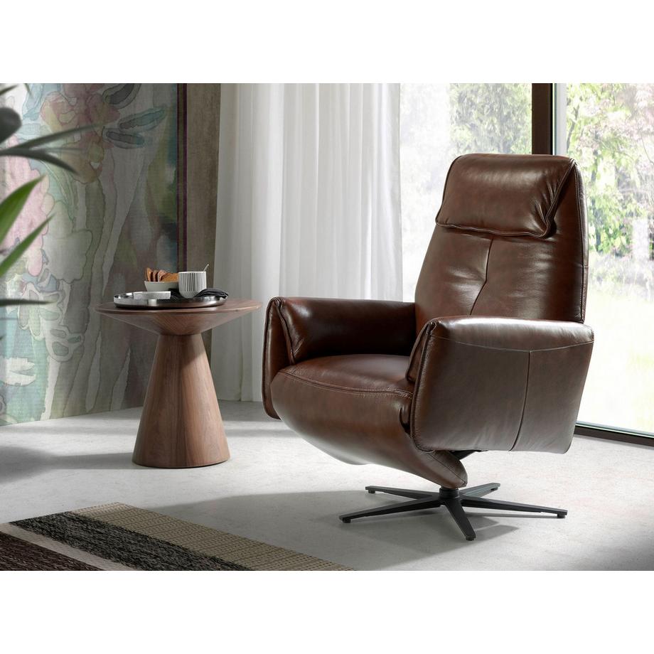 ANGEL CERDA Fauteuil pivotant en cuir brun chocolat  