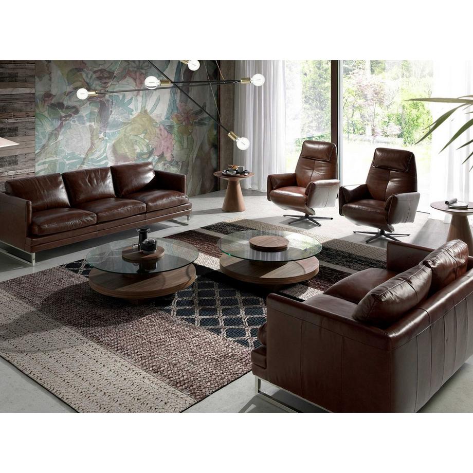 ANGEL CERDA Fauteuil pivotant en cuir brun chocolat  