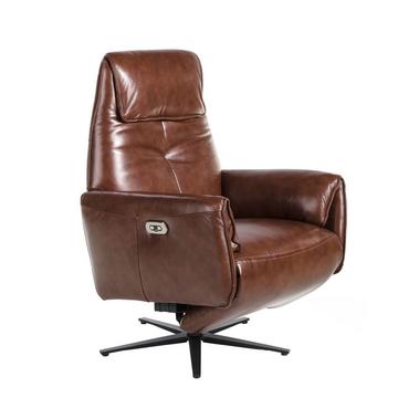 Fauteuil pivotant en cuir brun chocolat