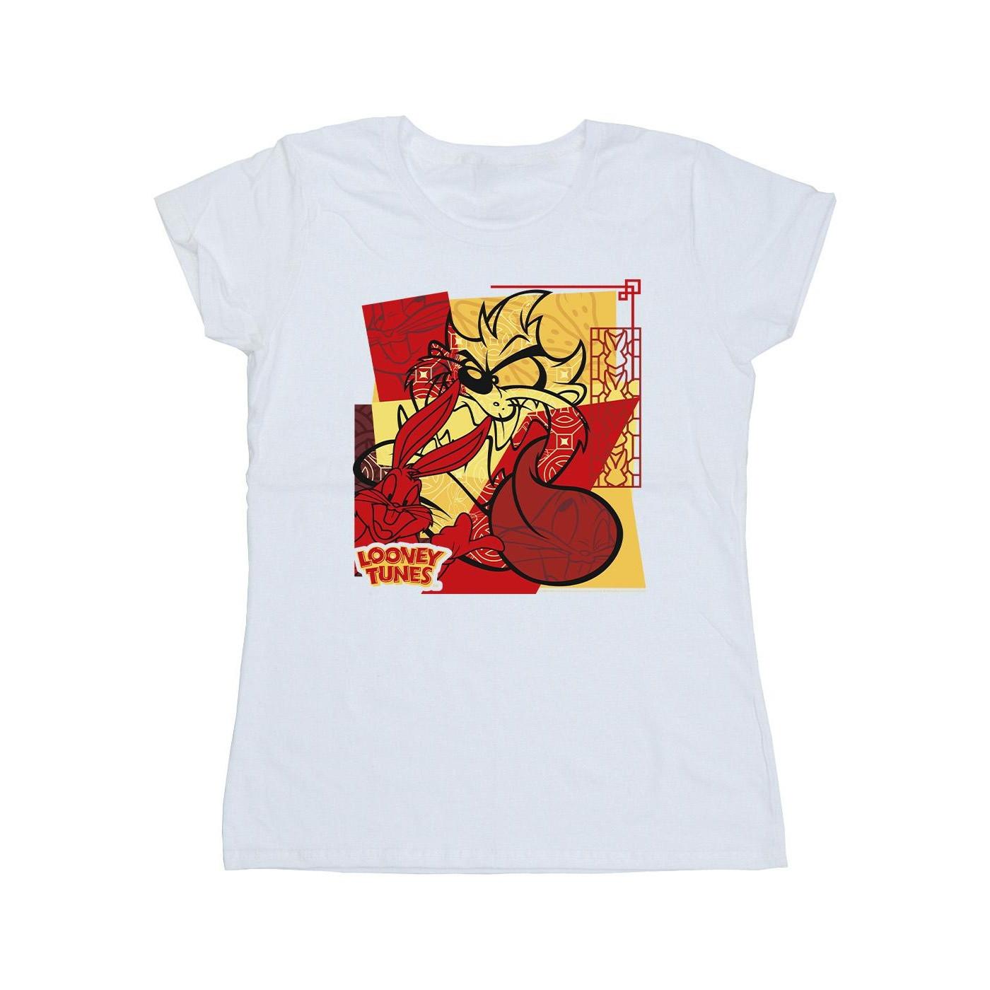 Image of Taz Bugs Rabbit New Year Tshirt Damen Weiss XL