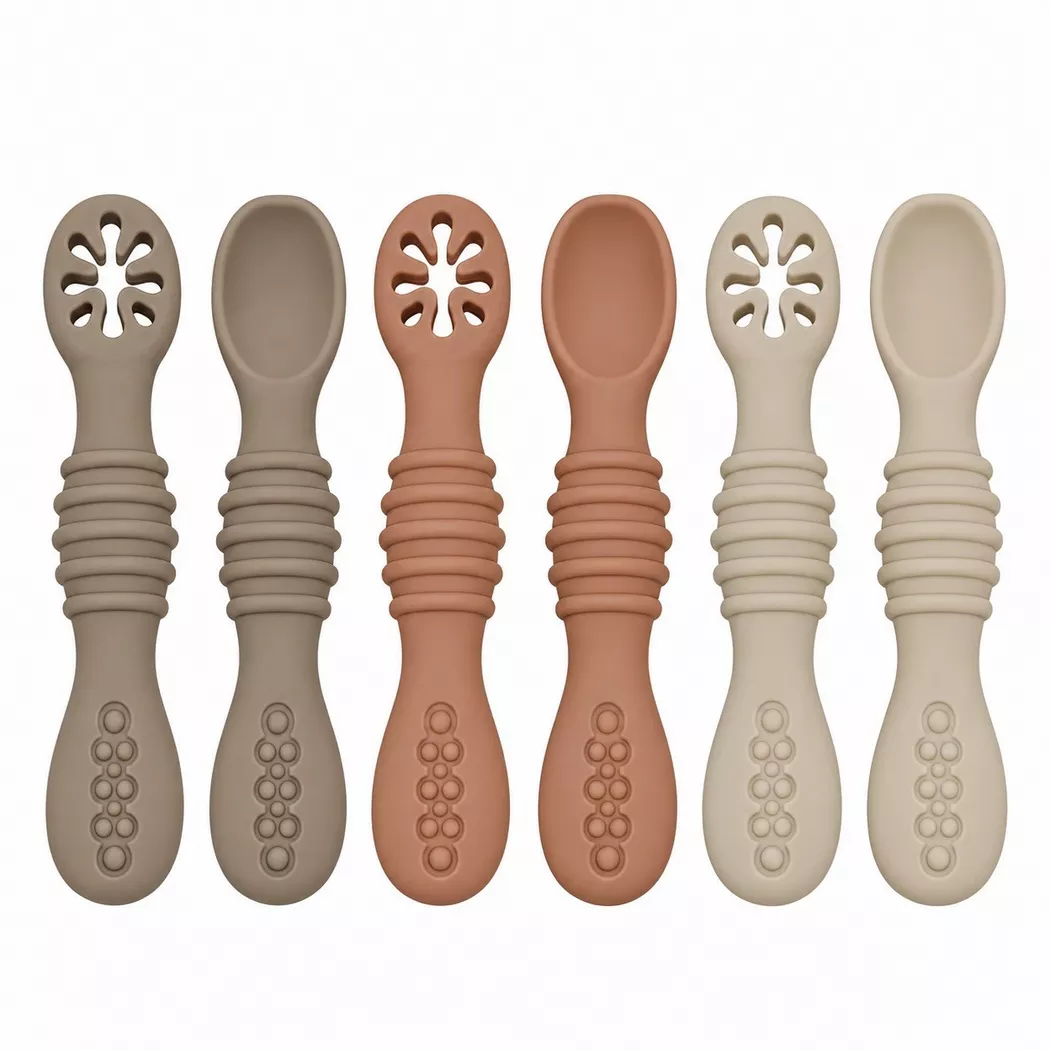 Misiu - Silikon Babylöffel Set – 6 Stück weiche Lernlöffel, One Size, Multicolor