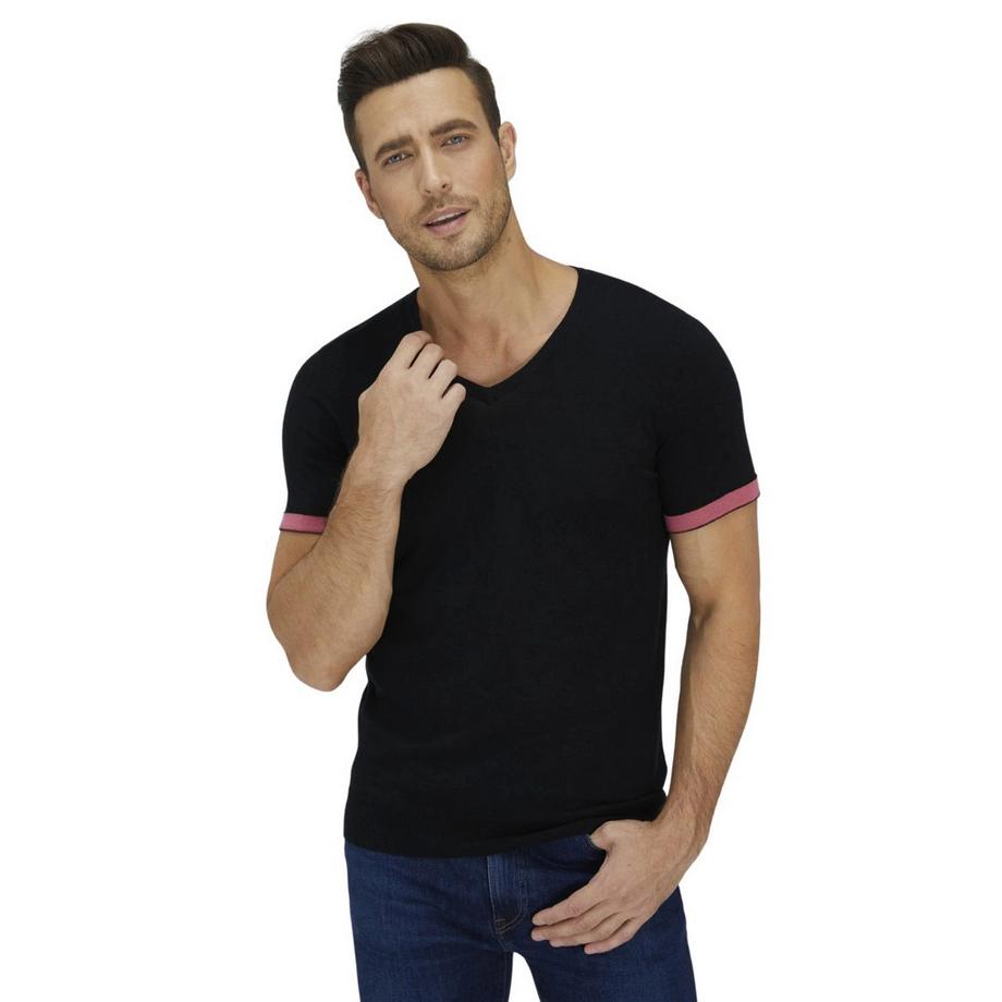 T-shirt a maniche corte in cashmere a righe