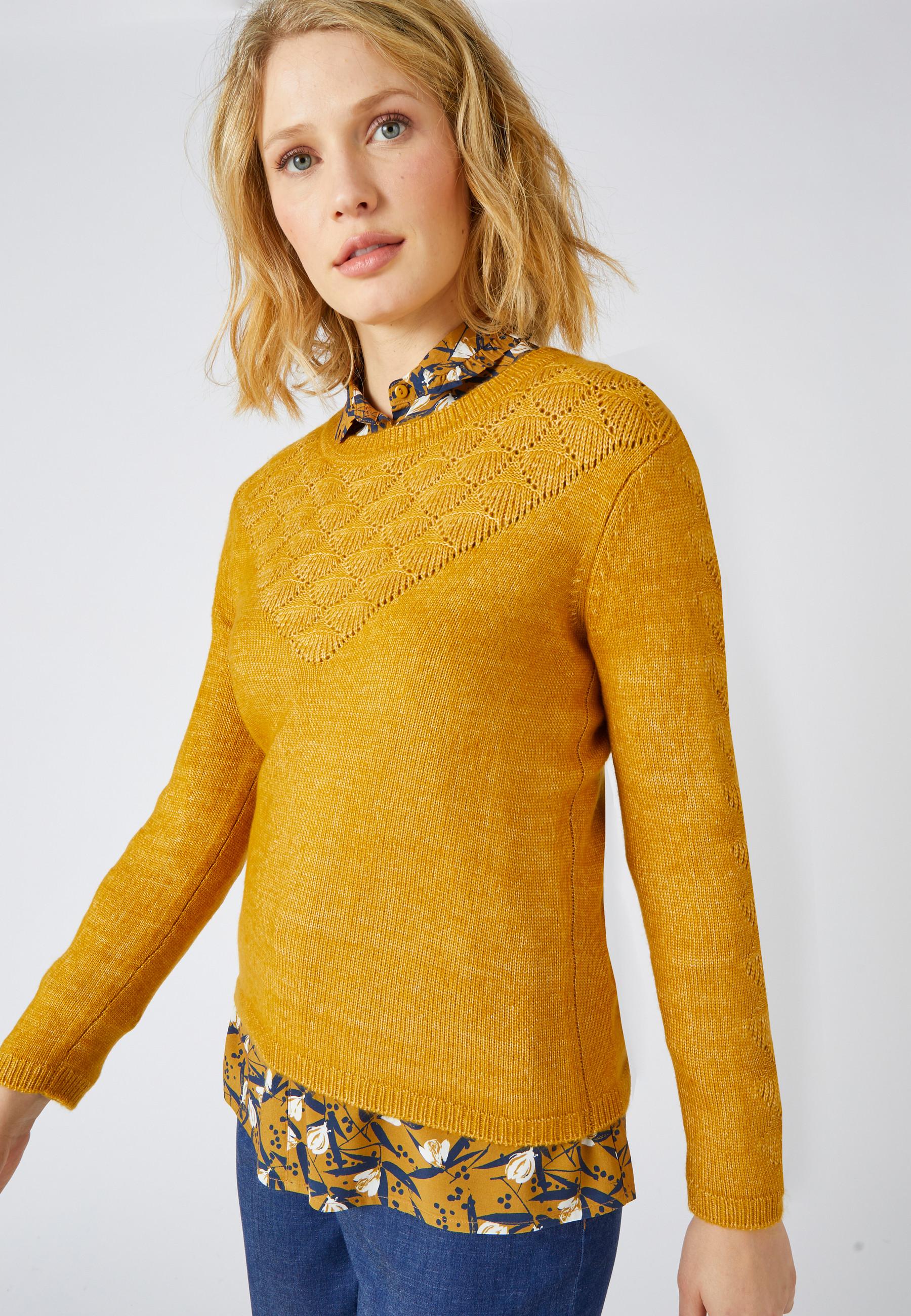 Image of Ajour-pullover In Wellenoptik. Damen Braun 42/44