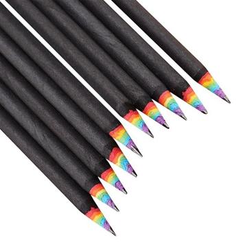 10x Crayons aux couleurs de l'arc-en-ciel - Noir