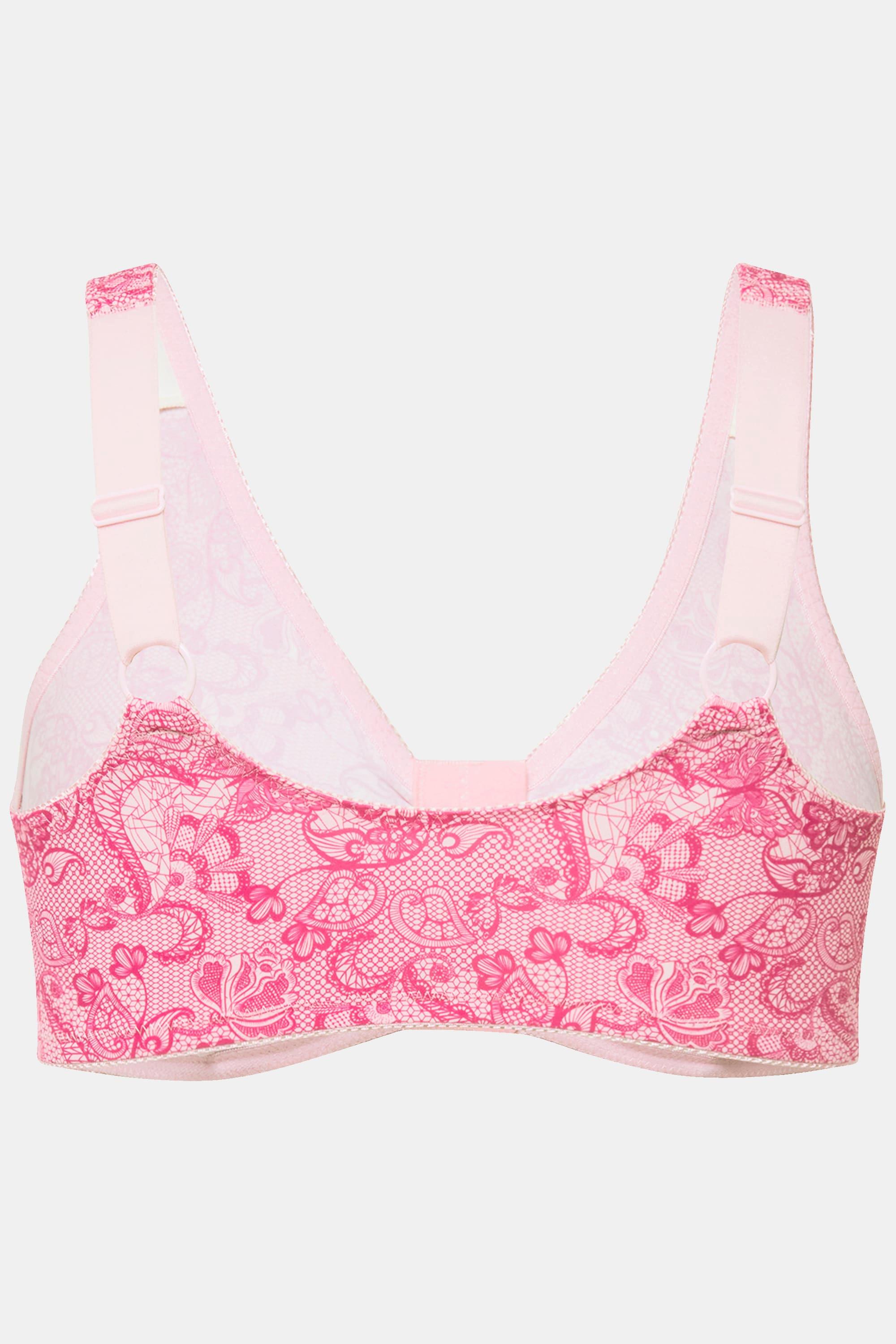 Ulla Popken  Bustier in microfibra con stampa ispirata al pizzo e chiusura anteriore 