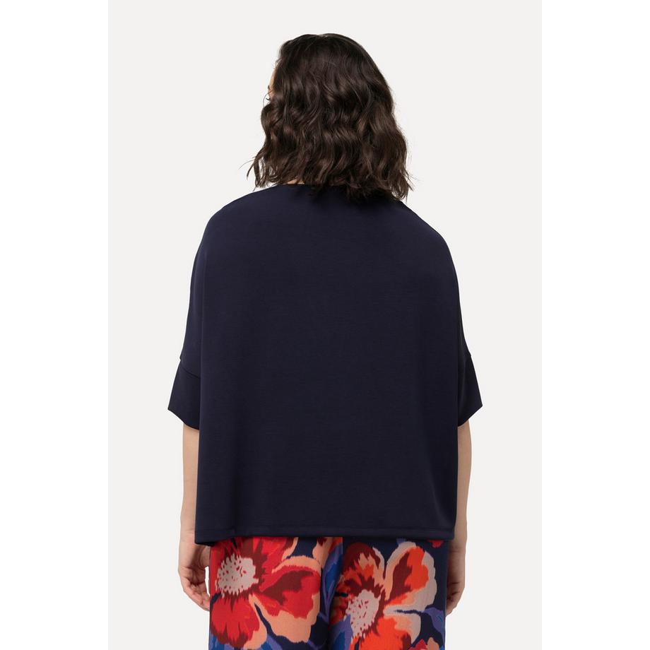 Ulla Popken Sweat-shirt Oversized Manches Courtes Plis Fantaisie Col Montant  