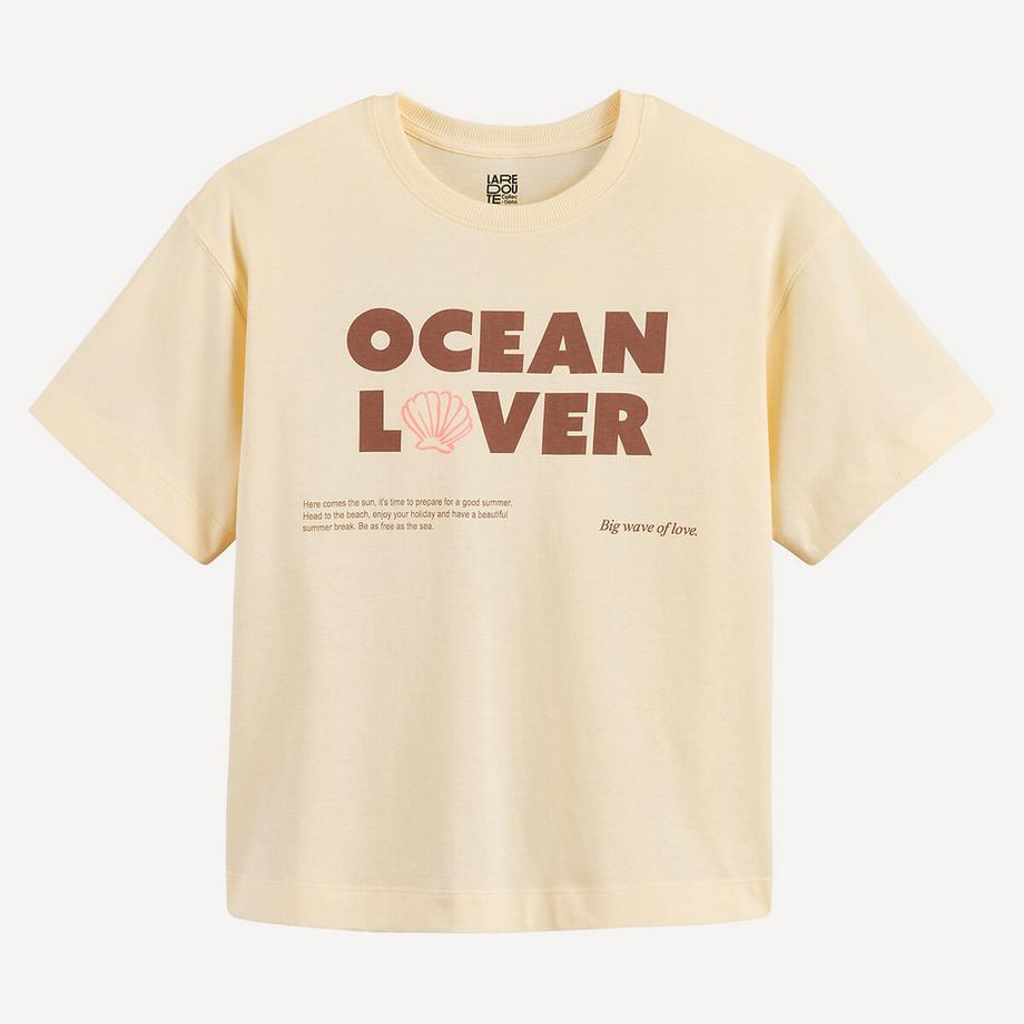 La Redoute Collections  T-Shirt mit Rundhalsausschnitt und kurzen Ärmeln mit aufgedruckter Botschaft auf der Vorderseite 