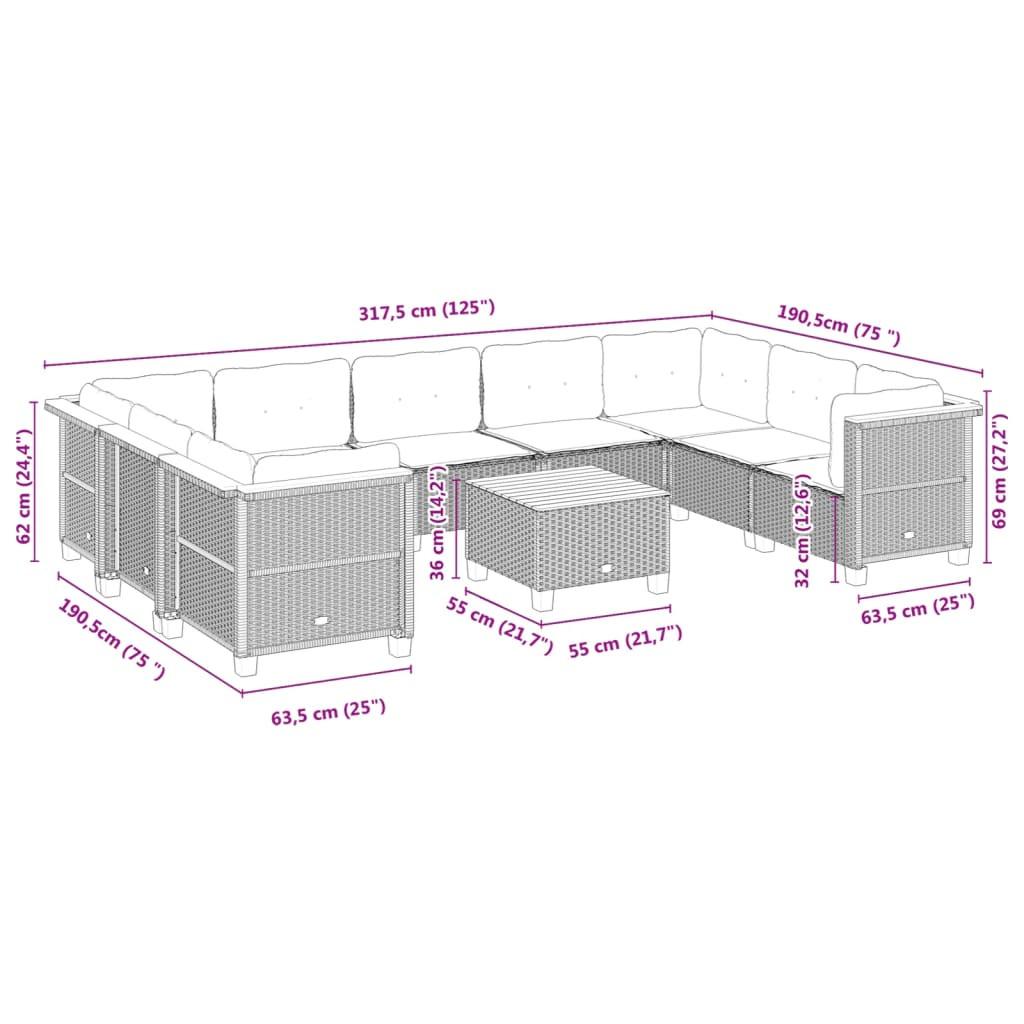 VidaXL Ensemble de canapés de jardin rotin synthétique  