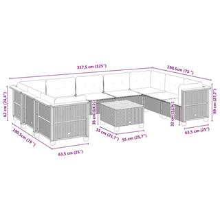 VidaXL Ensemble de canapés de jardin rotin synthétique  