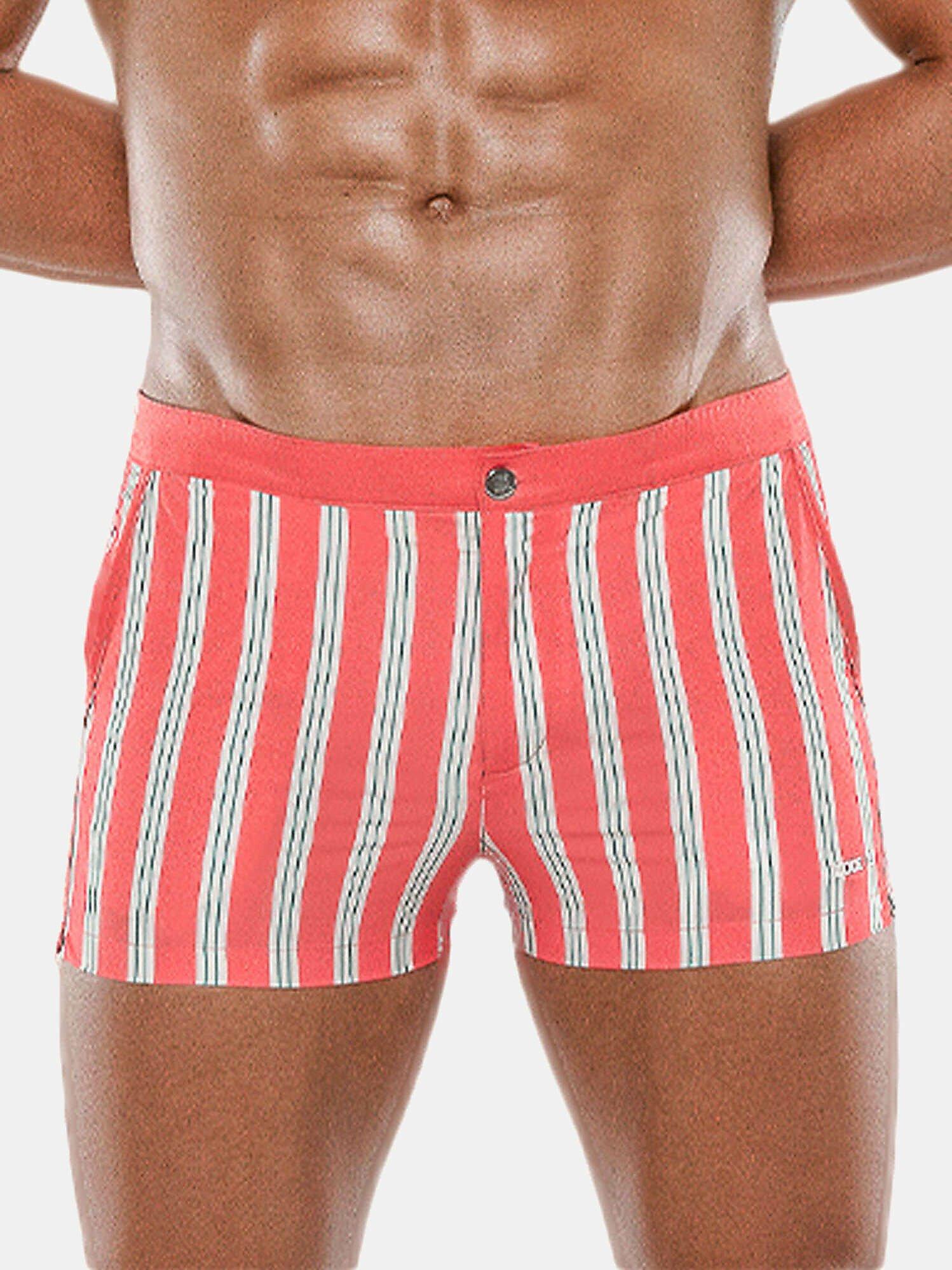 Image of Badeshorts Retro Stripe Herren Korall L