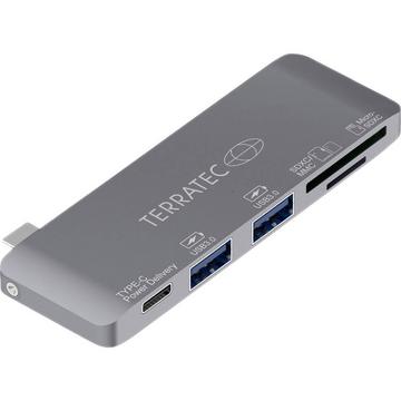 Terratec USB Type-C Adapter mit USB-C PD, 2 USB 3 Ports und SDmicroSD Kartenleser