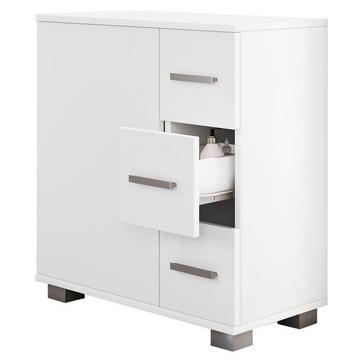 Holz Midischrank | Badschrank | Maße: H. 65 x B. 60 x T. 30 cm | 3 Schubladen | 1 große Drehtür | 2 Fächer.- Zalo XL