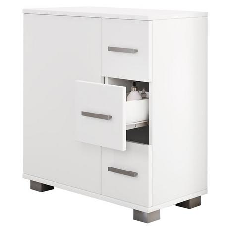 VCM Holz Midischrank | Badschrank | Maße: H. 65 x B. 60 x T. 30 cm | 3 Schubladen | 1 große Drehtür | 2 Fächer.- Zalo XL  