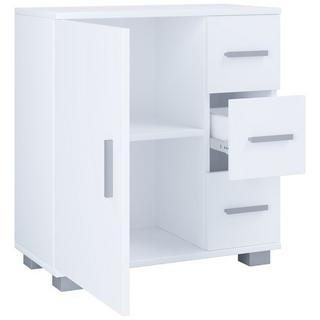 VCM Holz Midischrank | Badschrank | Maße: H. 65 x B. 60 x T. 30 cm | 3 Schubladen | 1 große Drehtür | 2 Fächer.- Zalo XL  