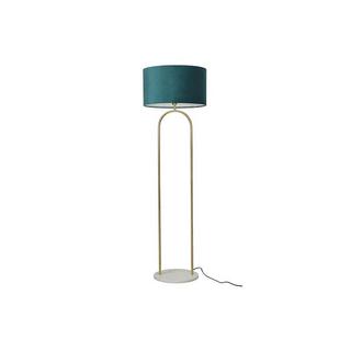 Vente-unique Lampadaire style art déco laiton et marbre NOUR - Velours - H. 156 x D. 45 cm - Bleu canard  