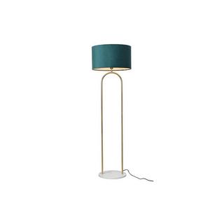 Vente-unique Lampadaire style art déco laiton et marbre NOUR - Velours - H. 156 x D. 45 cm - Bleu canard  