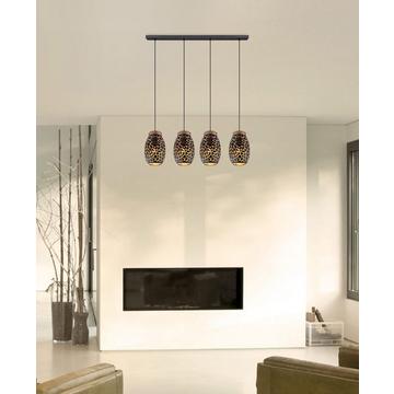 Lampe à suspension Narri métal finition or noir 4xE27