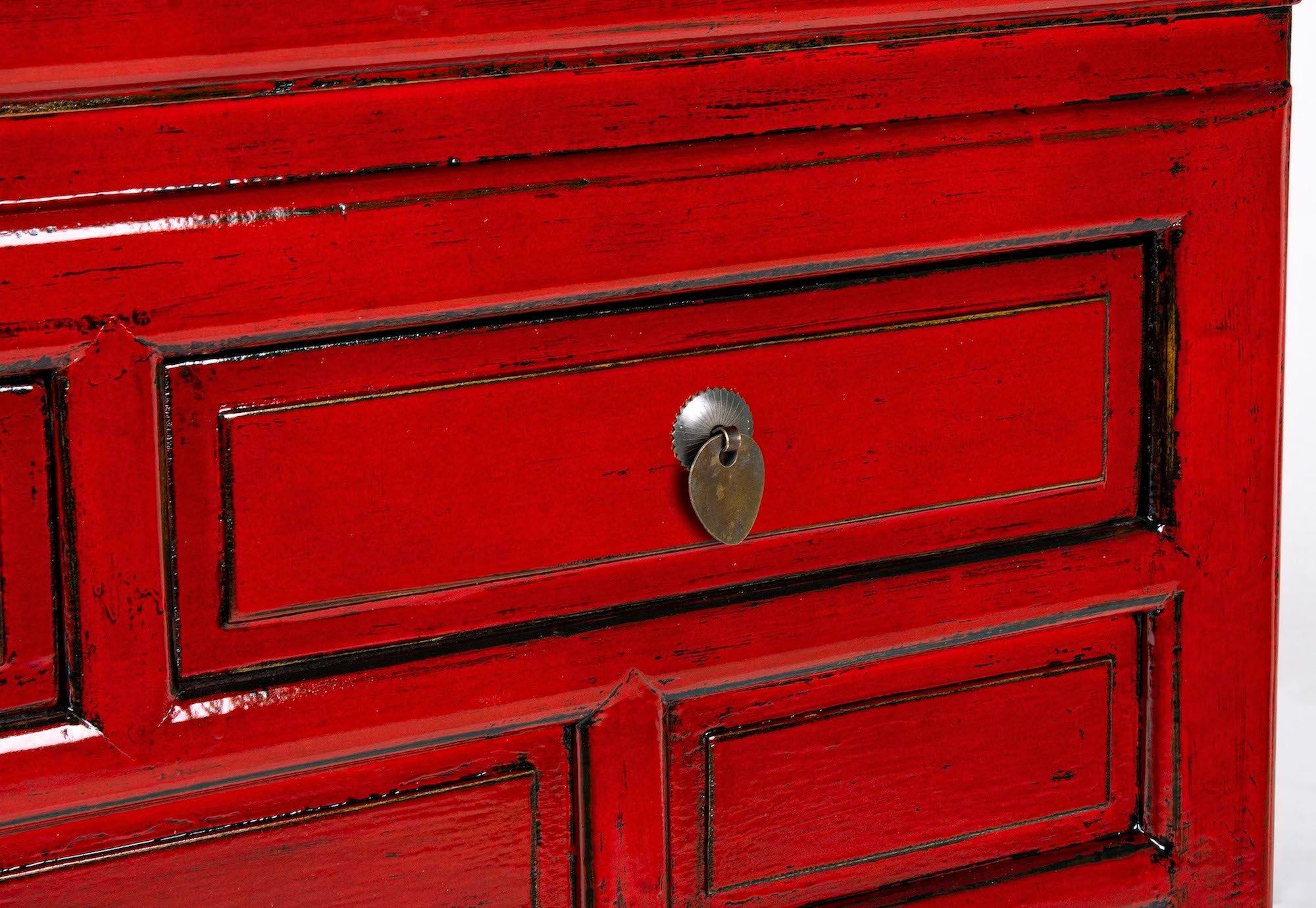 mutoni Console rouge Jinan à 3 tiroirs  