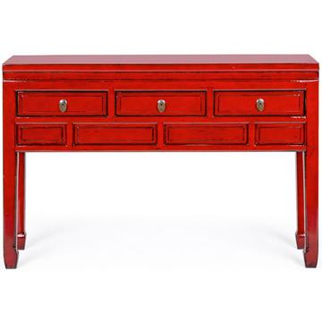 Console rouge Jinan à 3 tiroirs