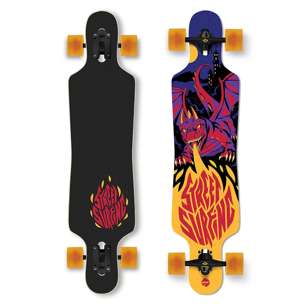 Image of Longboard Drop Through Freeride 39 Curve Bahamut Unisex Schwarz / Orange ONE SIZE