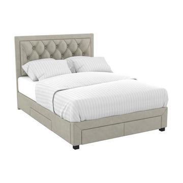 Letto con cassetti Tessuto Velluto Champagne LEOPOLD