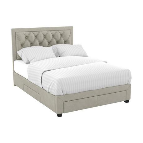 Vente-unique Letto con cassetti Tessuto Velluto Champagne LEOPOLD  