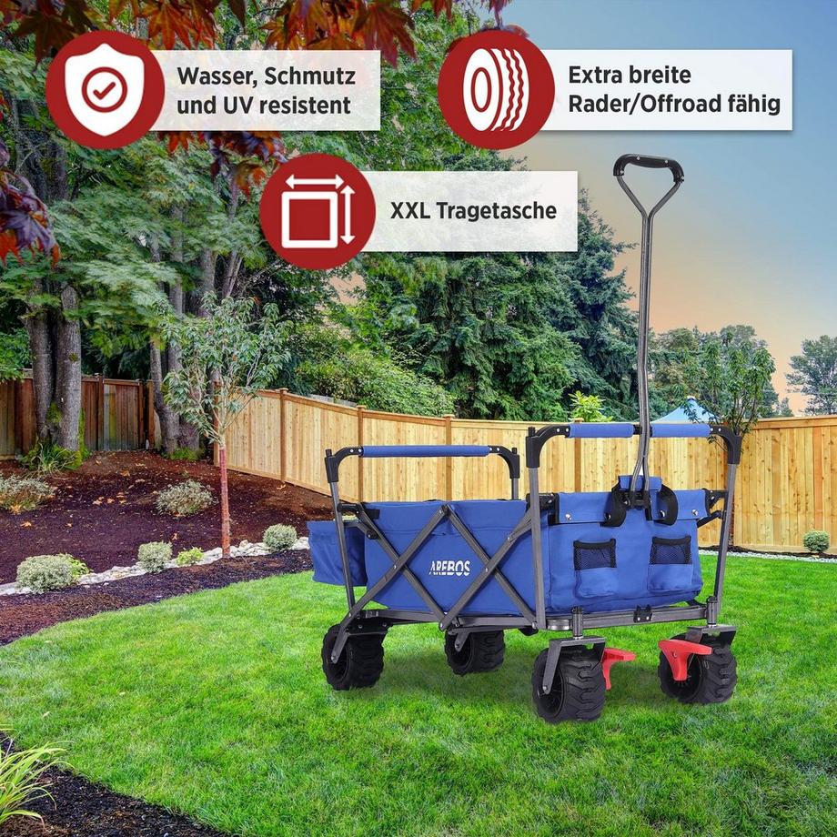 Arebos  Charrette à bras avec toit | Chariot de transport de charrette à bras | Chariot à matériel 